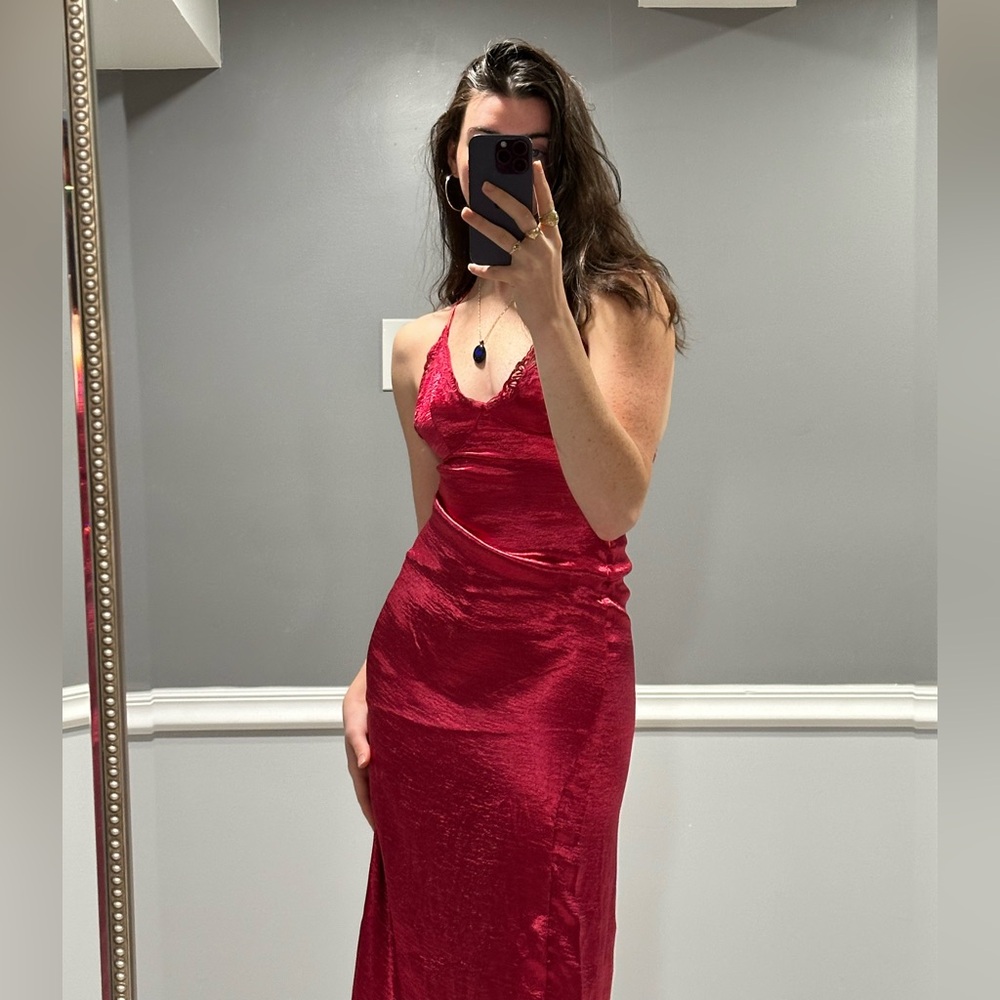 Elegant Magenta Midi Slip Dress